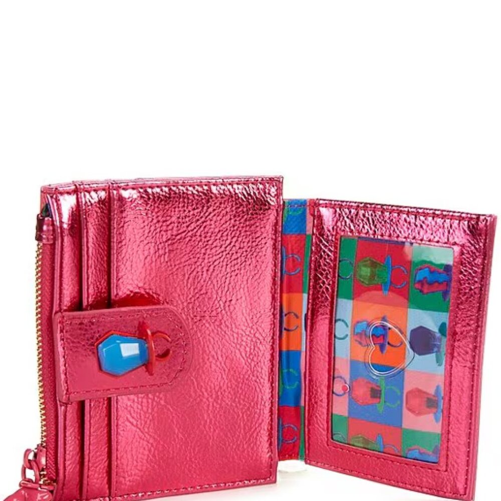 Betsey Johnson Kitsch Ring Pop Through Lick & Thin Bifold Wallet Fuchsia NWT - Picture 6 of 8